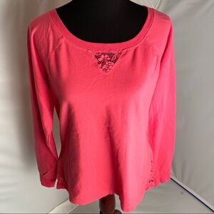 Kiwi Kate pink lace back crew neck sweatshirt L